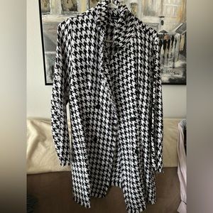 Houndstooth long blazer jacket